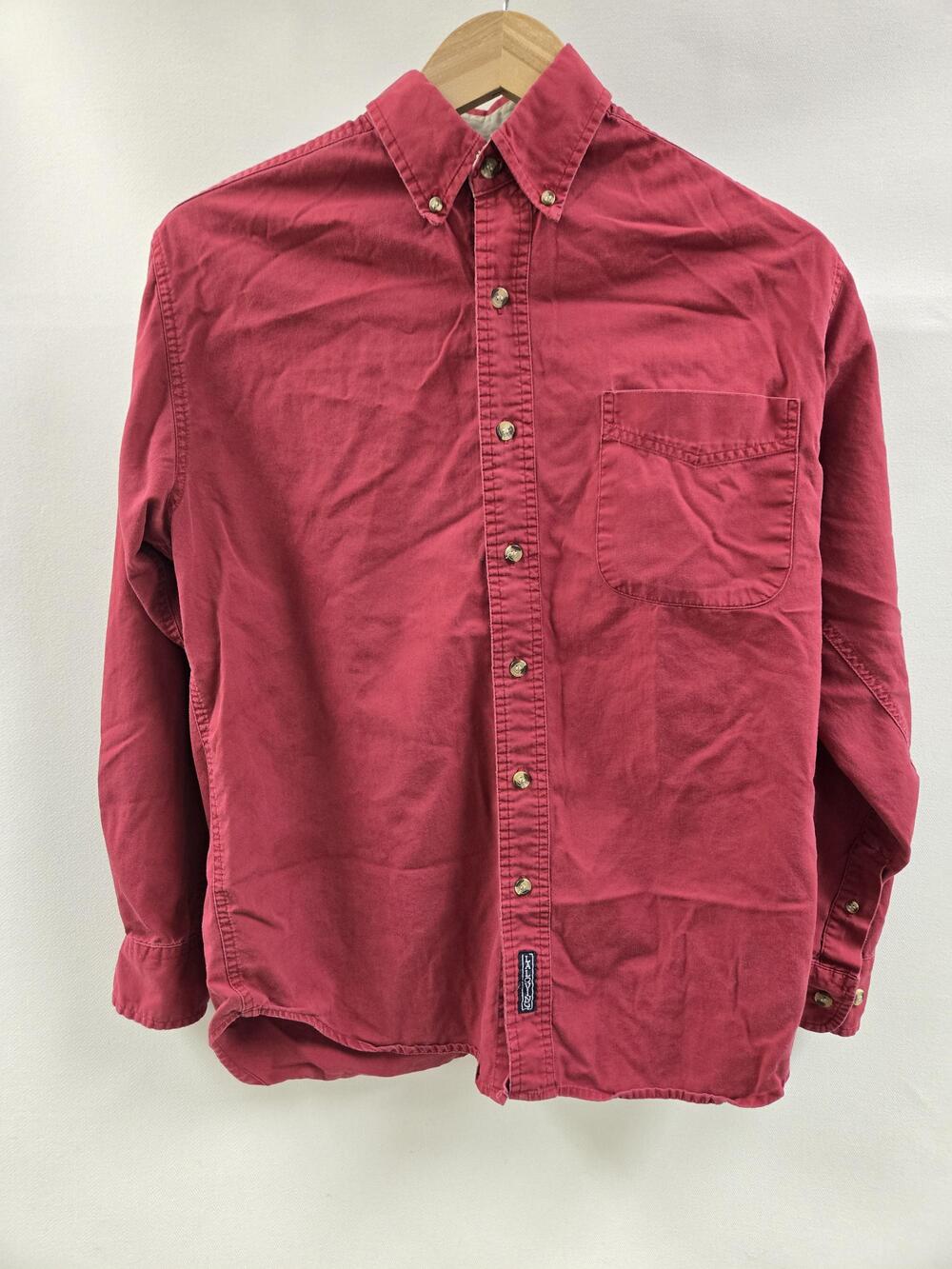 LA Loving Shirt Mens Small Red Button Down Long Sleeve Pocket Casual 100% Cotton